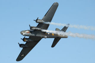 a B-17 smoking